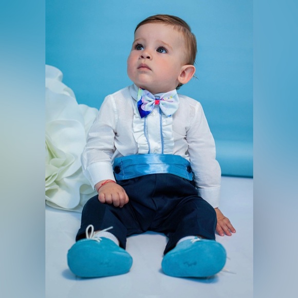 Blue Velvet Baby Boy Suit - 5 pieces - Picture 2 of 6